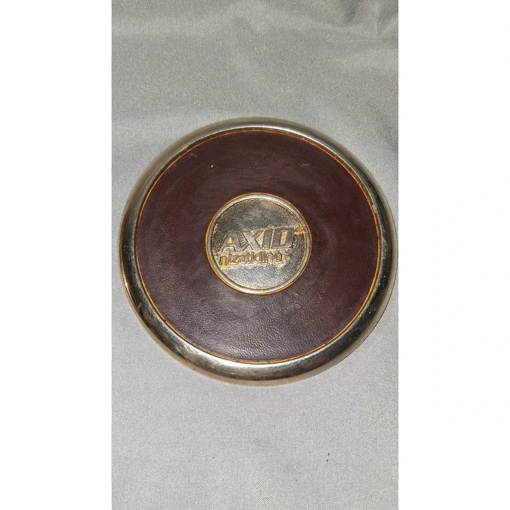 Axid nizatidine Brass & Leather Coaster Set of 2‎ Pharmaceutical Advertiseme